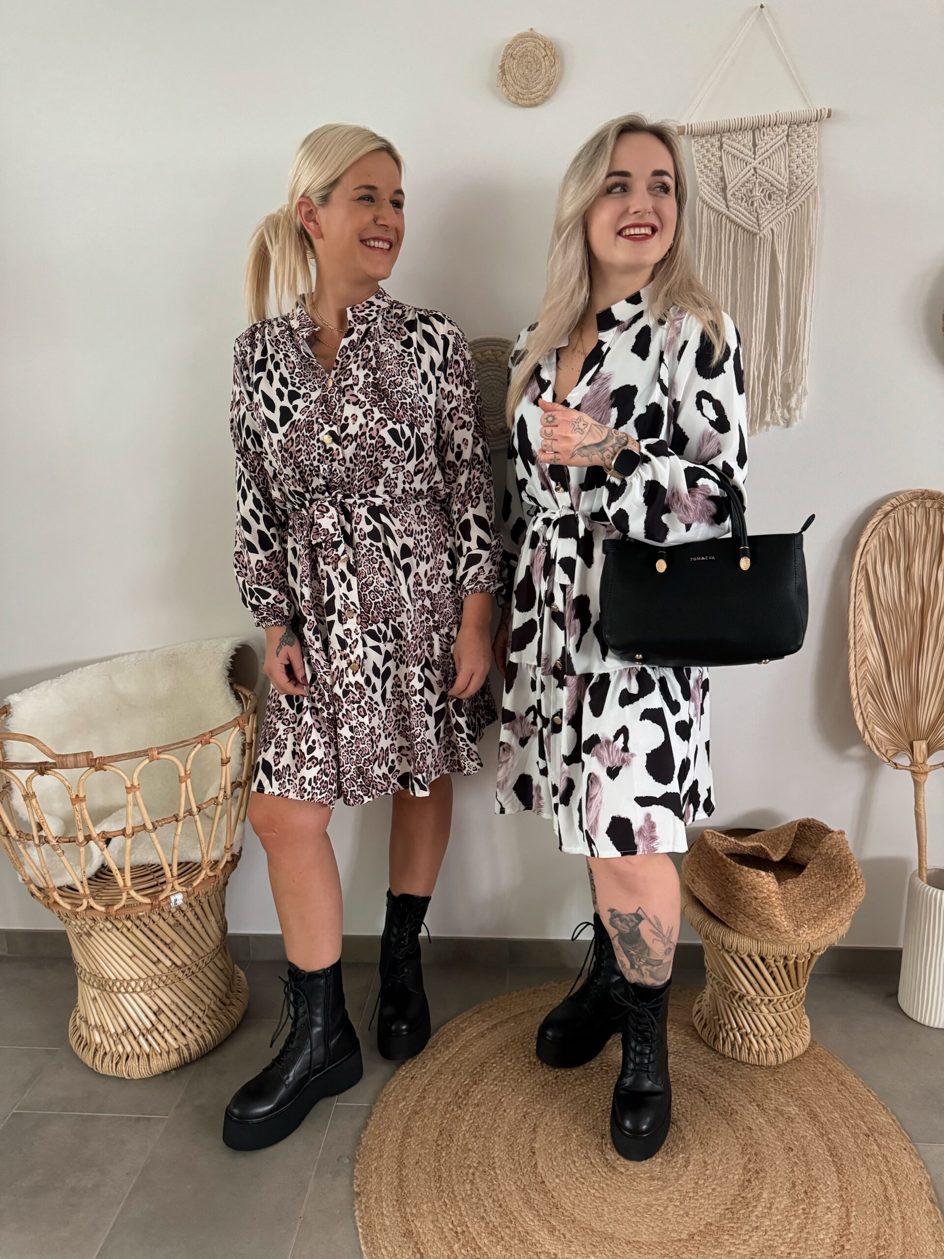 0236 Hemdblusenkleid mit Leo Print braun – Bild 5